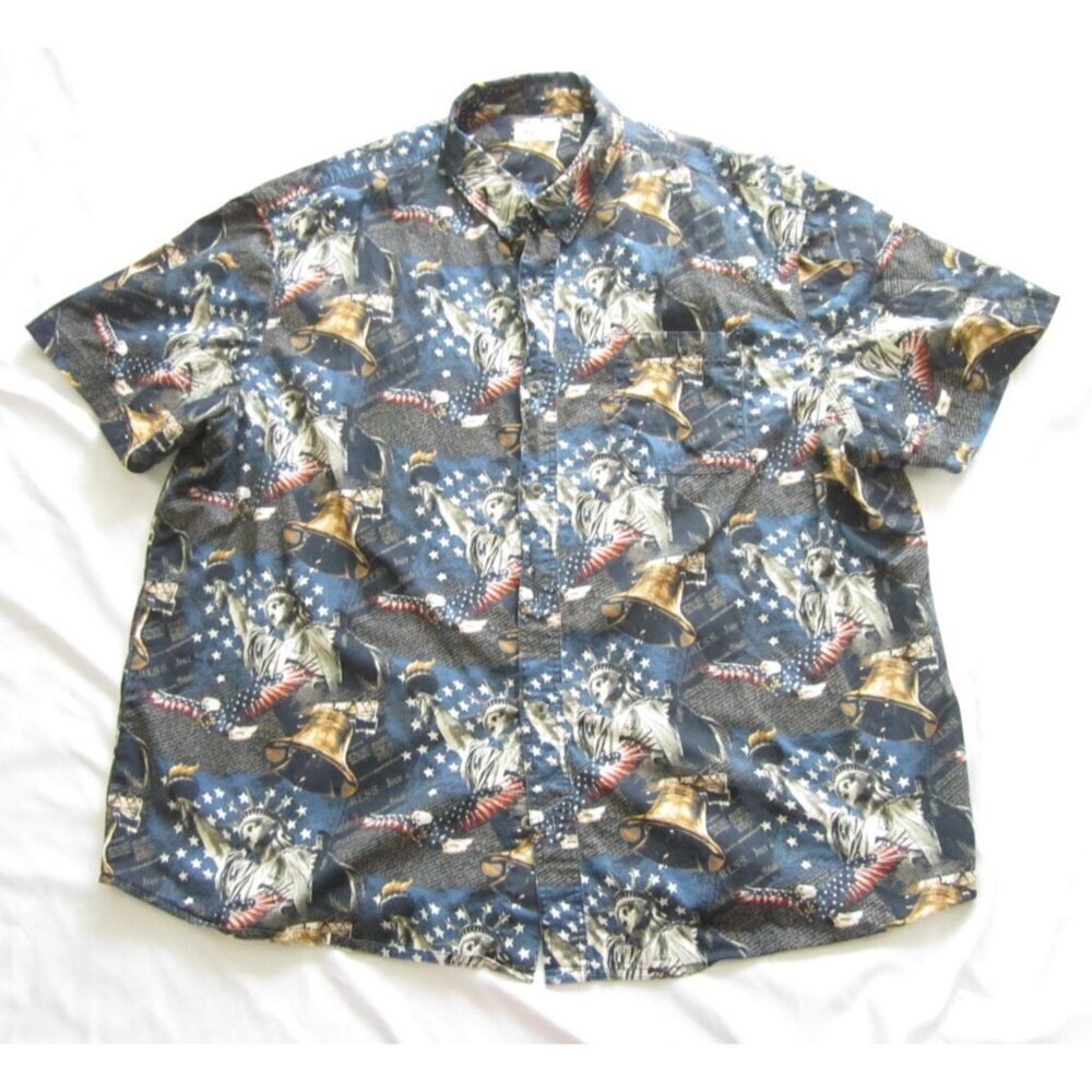 Men American Legacy Patriotic Statue of Liberty Short Sleeve Shirt Sz 3XL(MT508)